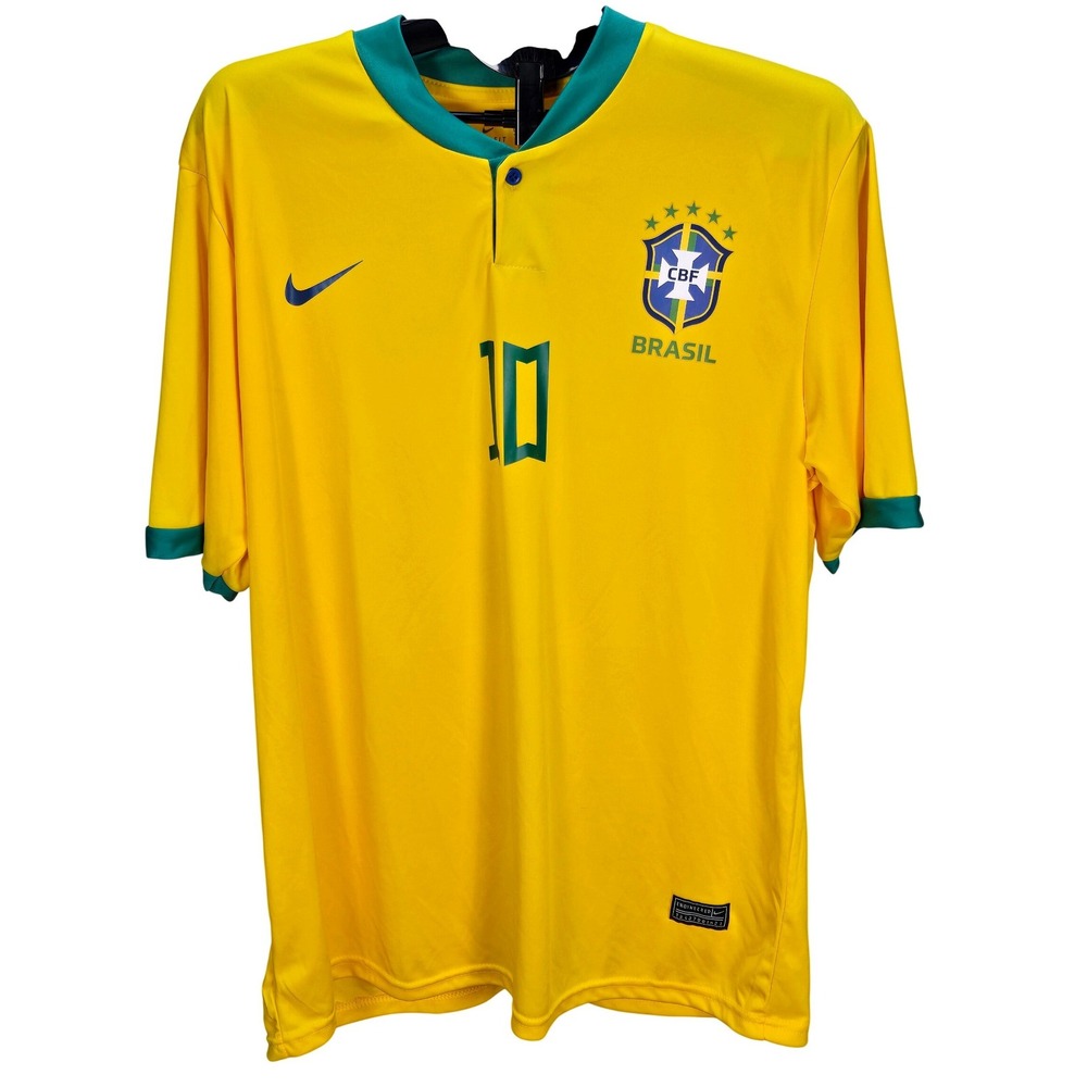 Nike Brazil Neymar Jr #10 Soccer Jersey Mens XXL Yellow CBF Dri-FIT Football